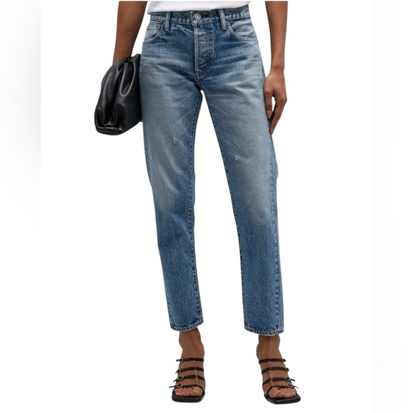 NWT Moussy Vintage Blue Arden Tapered Leg denim Jeans button fly Japan size 32 - Picture 1 of 11